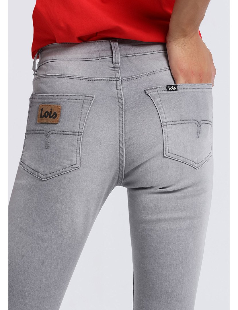 Calças Skinny Senhora Cintura Baixa Cinzento