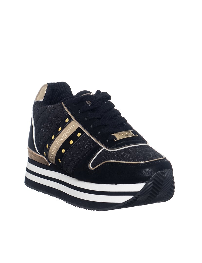 Ténis Senhora Preto e Dourado