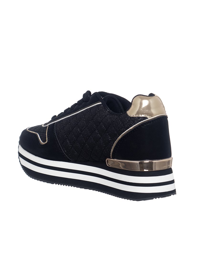 Ténis Senhora Preto e Dourado