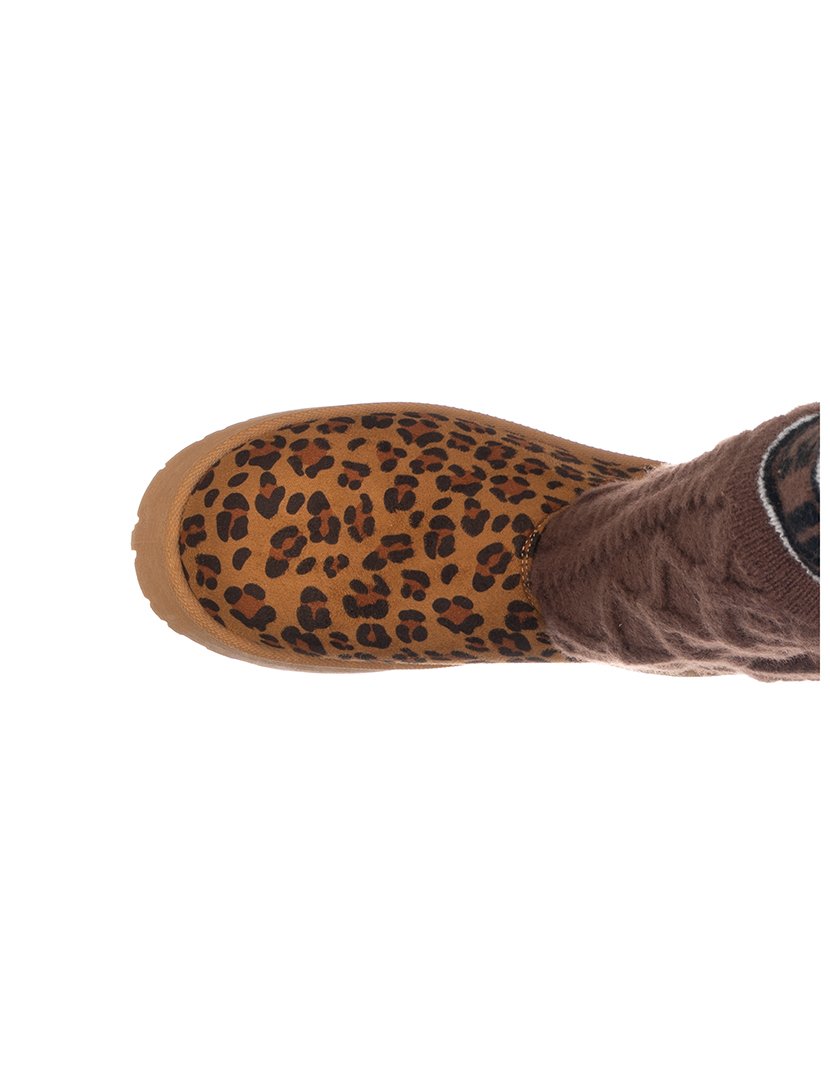 Botas Cano Alto Senhora Castanho com Padrão Leopardo