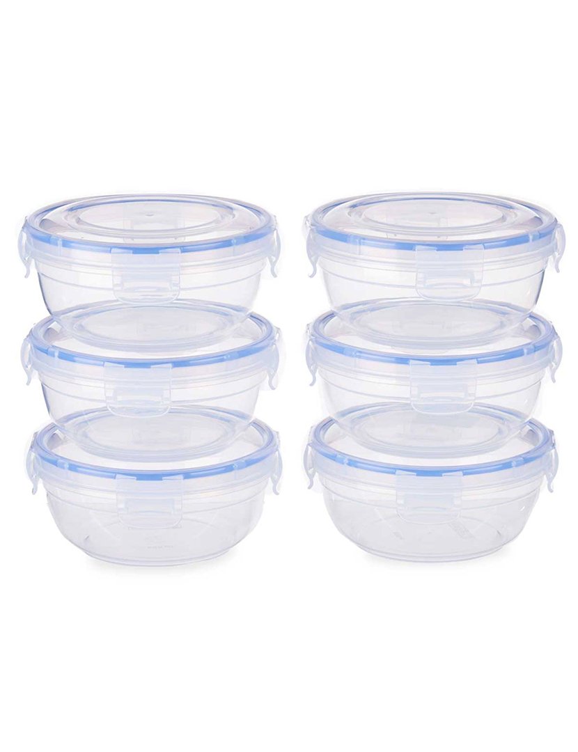 Conjunto de 6 caixas redondas de plástico 800ml coleção Leknes