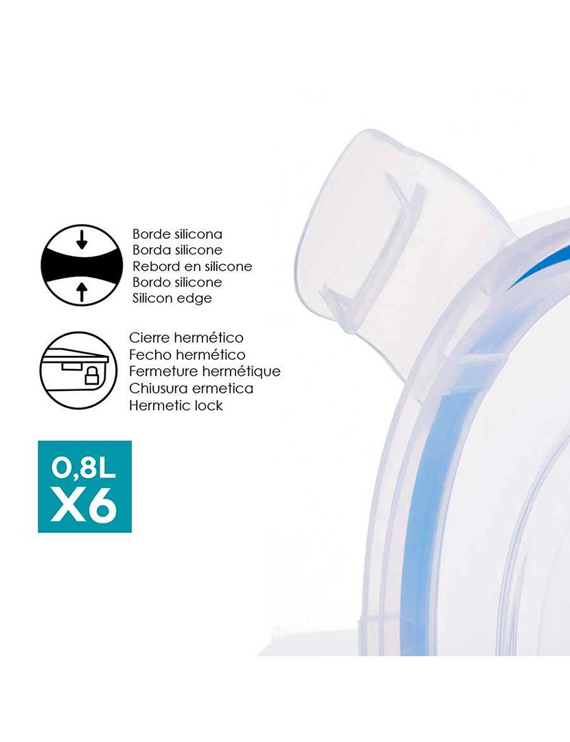 Conjunto de 6 caixas redondas de plástico 800ml coleção Leknes