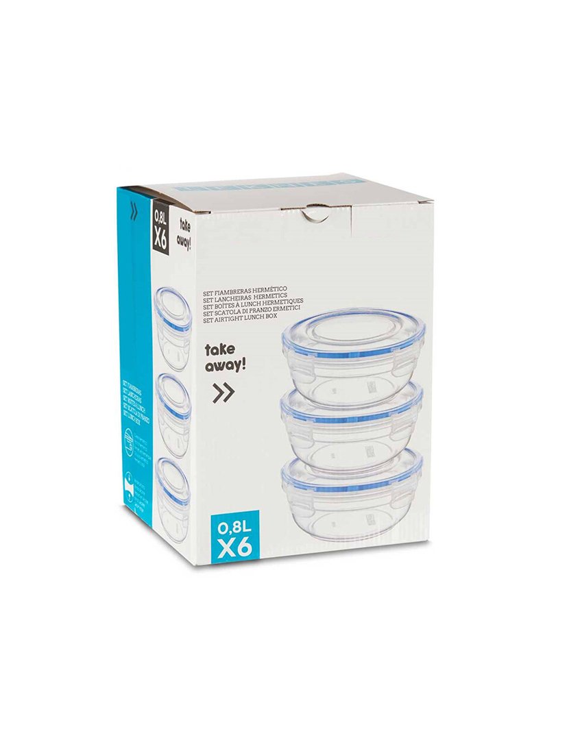 Conjunto de 6 caixas redondas de plástico 800ml coleção Leknes