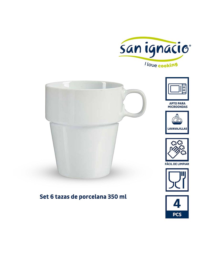 Conjunto de 4 canecas brancas coleção Vessia