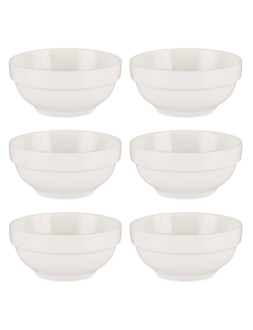 Conjunto de 6 tigelas de aperitivo porcelana branca coleção Vessia