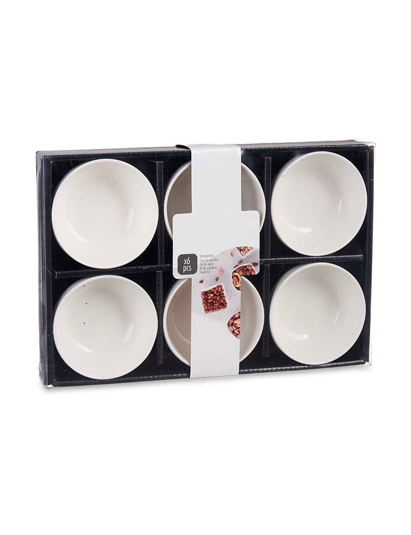 Conjunto de 6 tigelas de aperitivo porcelana branca coleção Vessia