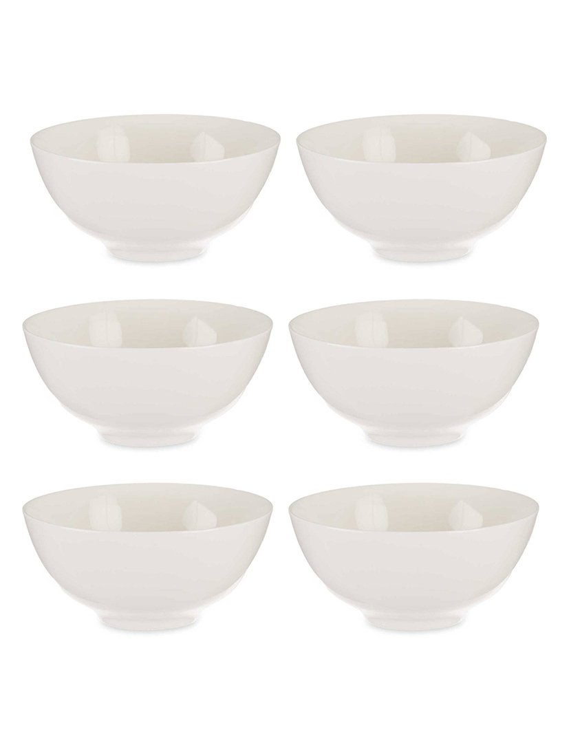 Conjunto de 6 tigelas porcelana branca coleção Vessia