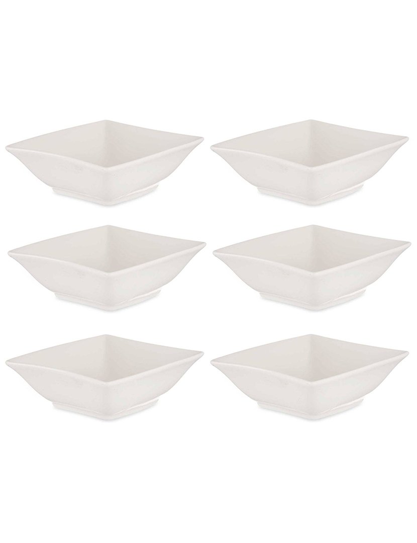 Conjunto de 6 tigelas porcelana branca coleção Vessia