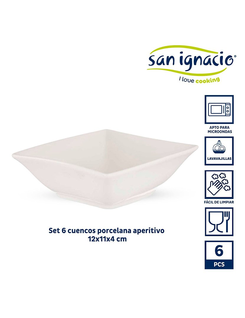 Conjunto de 6 tigelas porcelana branca coleção Vessia