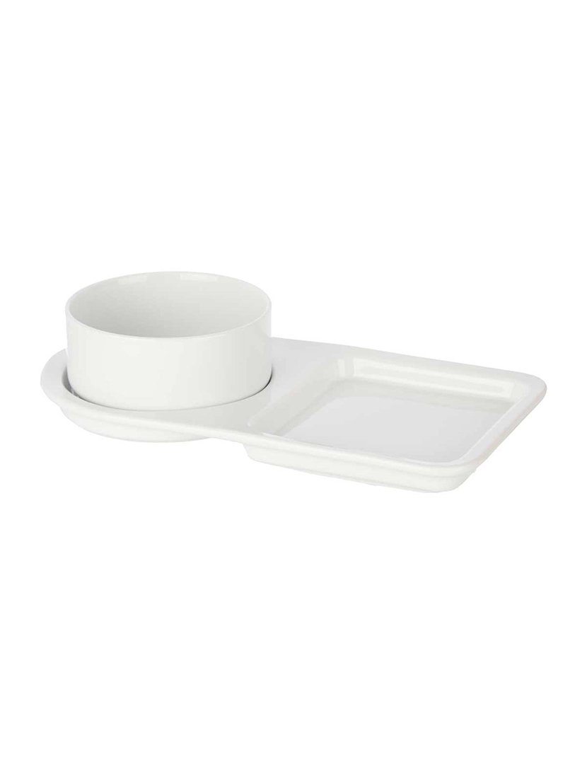 Conjunto de tigela e prato de porcelana coleção Vessia