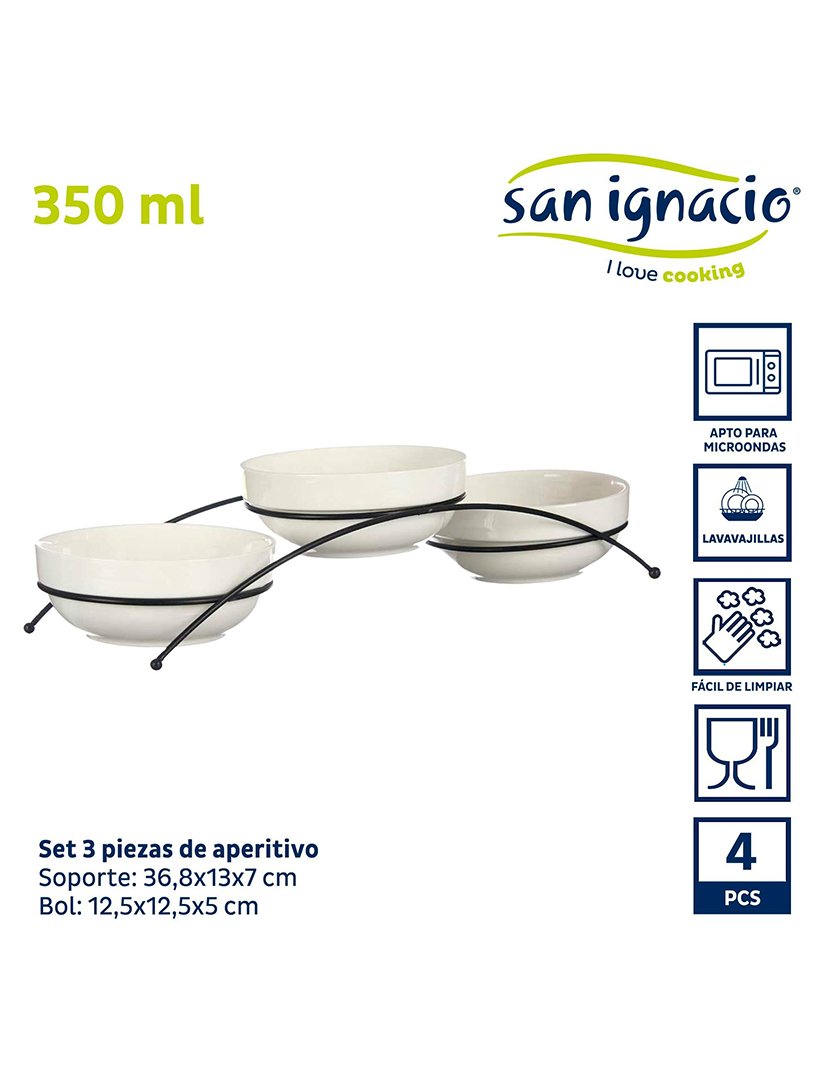 Conjunto de 3 tigelas redondas de porcelana branca 350ml