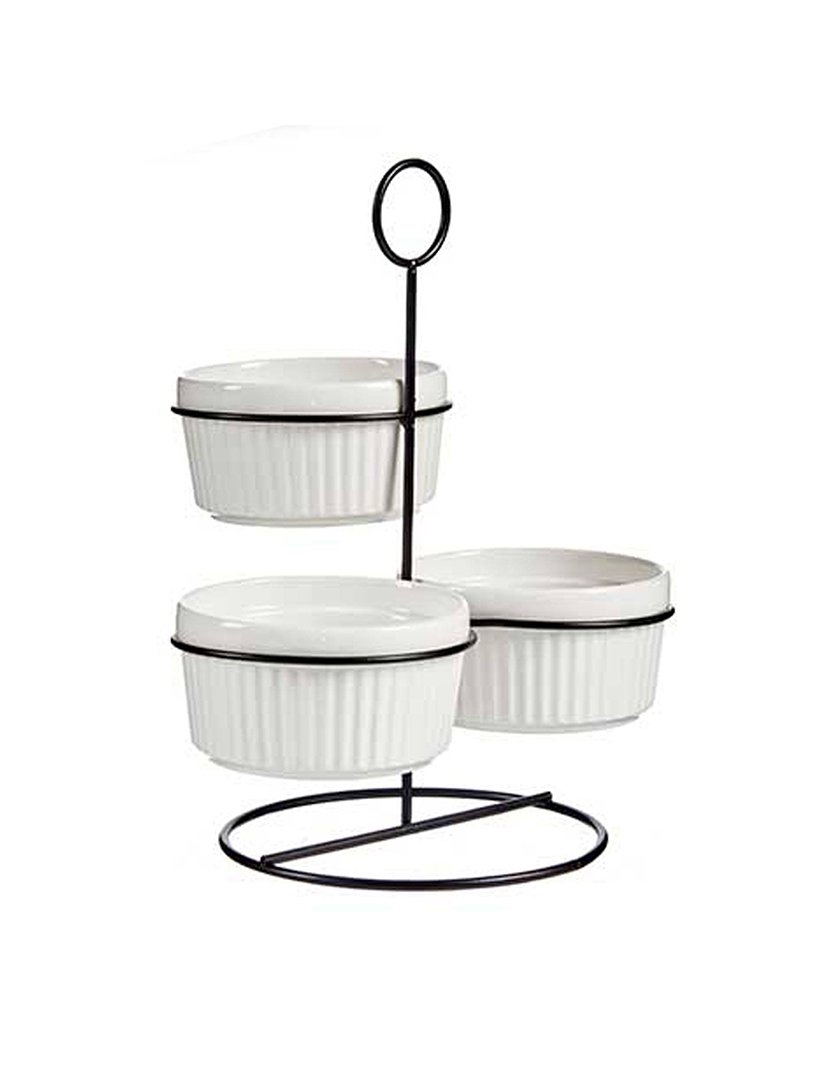 Conjunto de 3 tigelas redondas brancas coleção Vessia