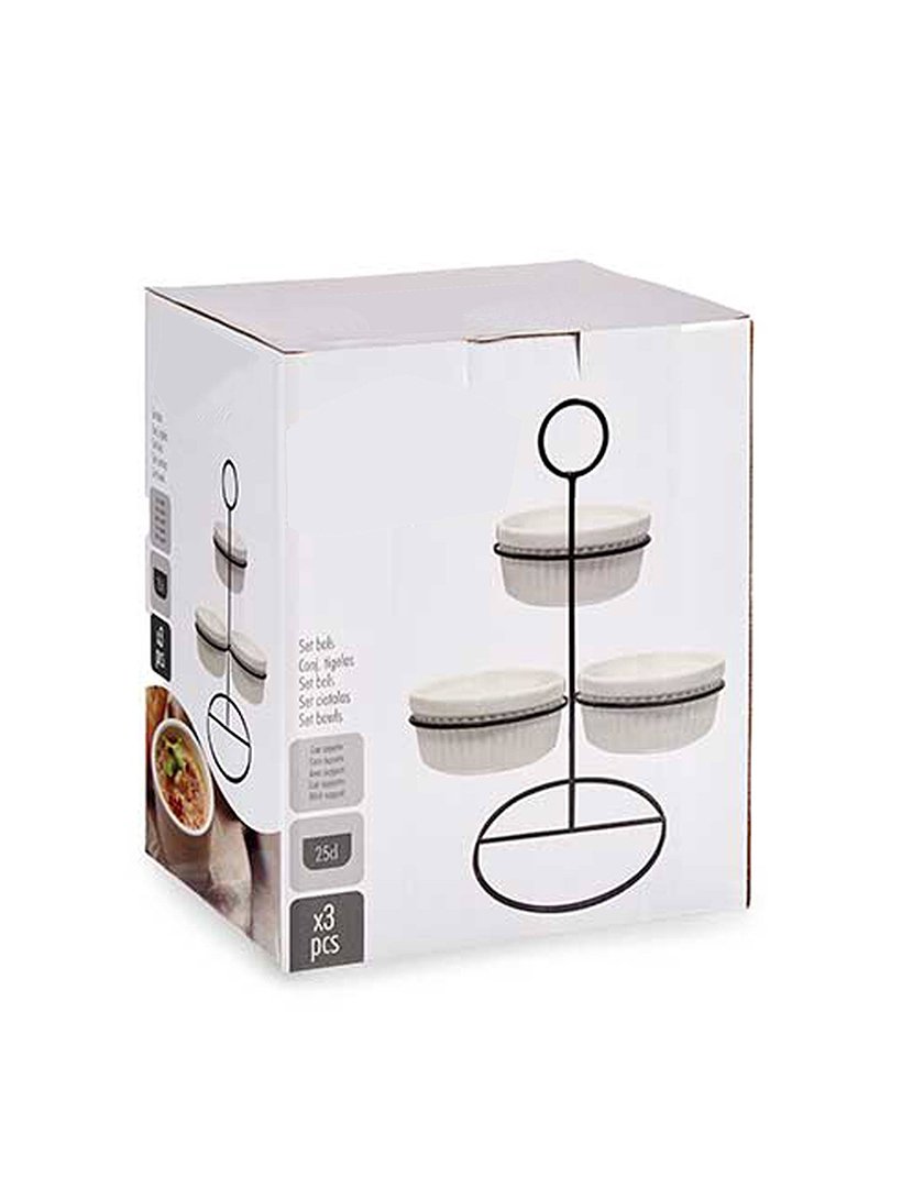 Conjunto de 3 tigelas redondas brancas coleção Vessia