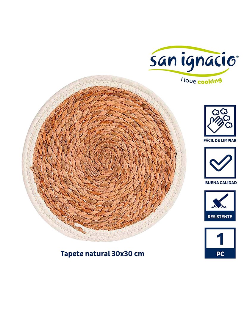 Tapete natural com borda branca 30 cm