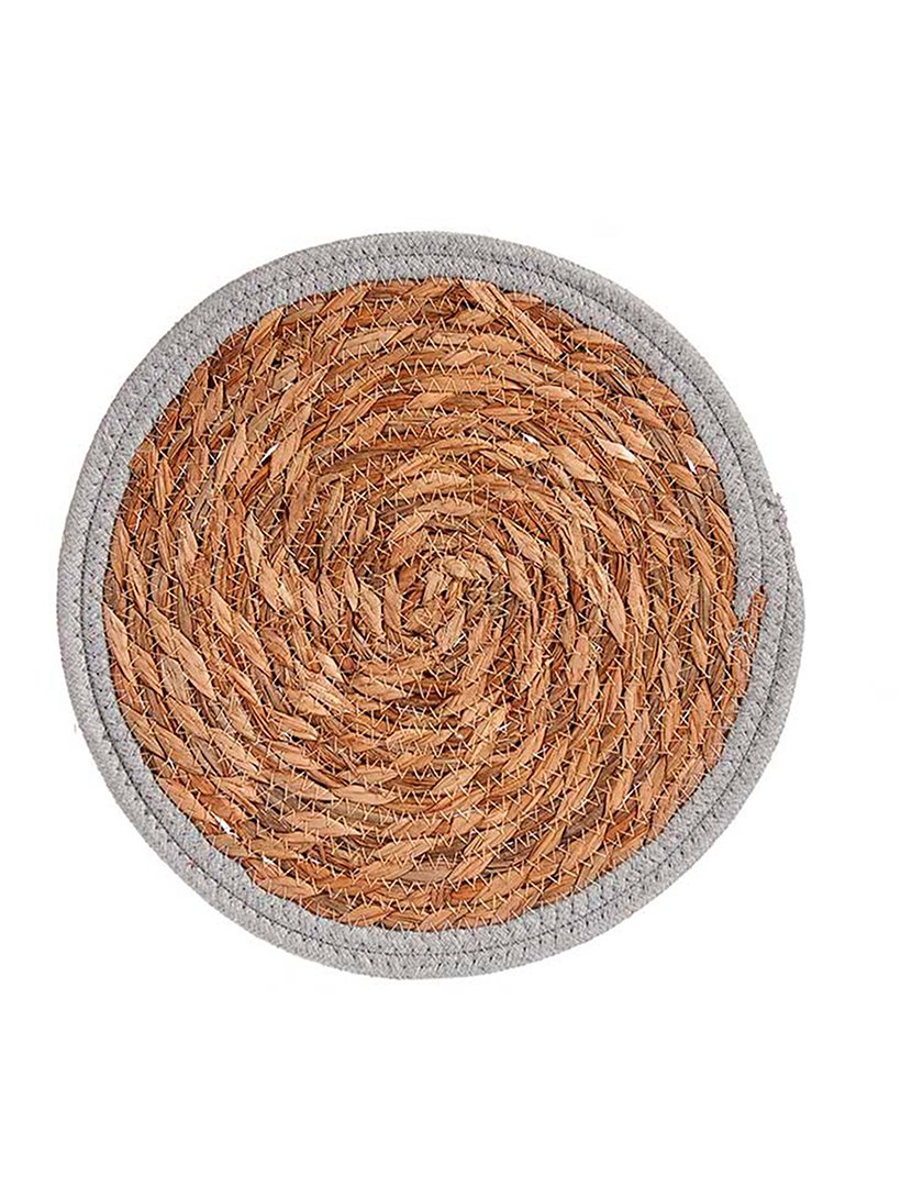 Tapete natural com borda cinza 30 cm coleção Kinvara