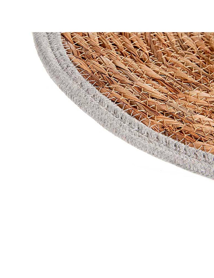 Tapete natural com borda cinza 30 cm coleção Kinvara