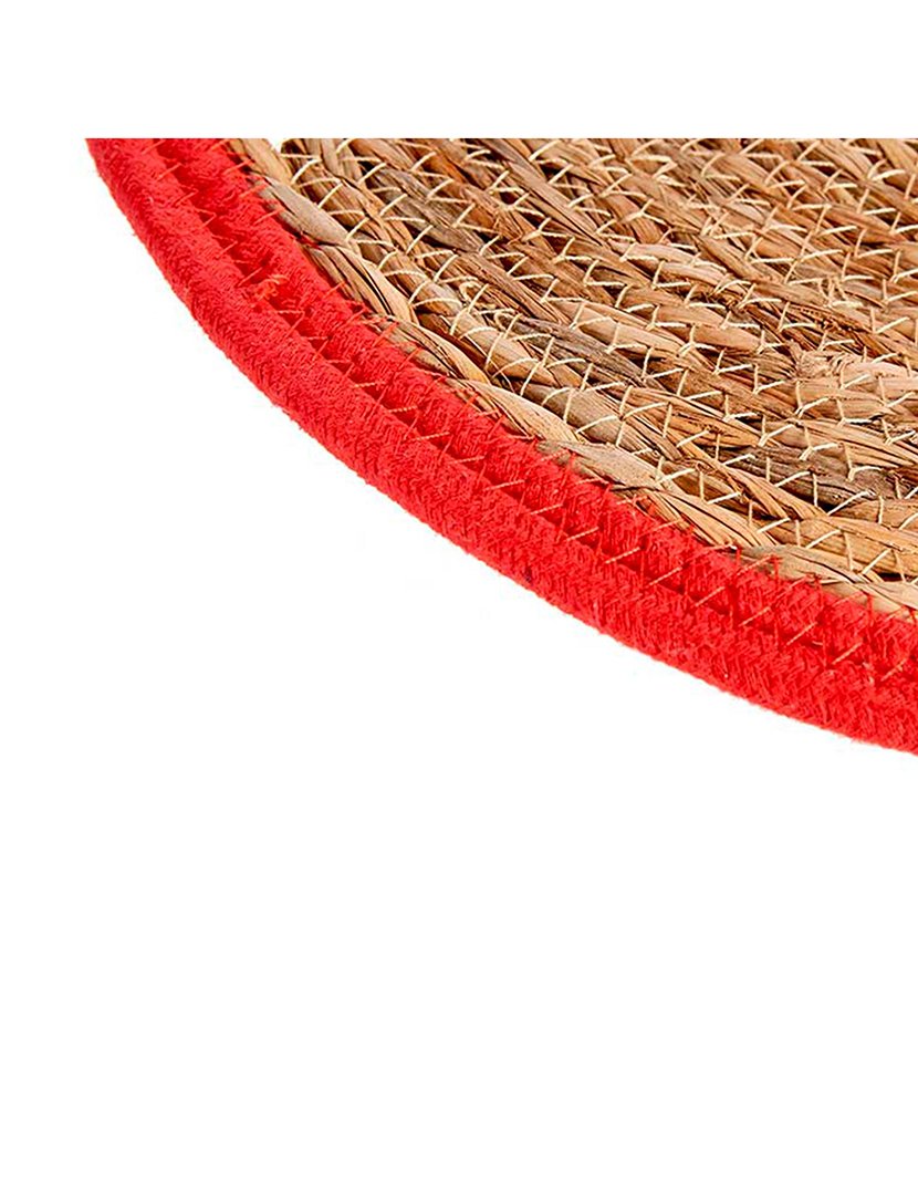 Tapete natural com borda vermelha 35 cm coleção Kinvara