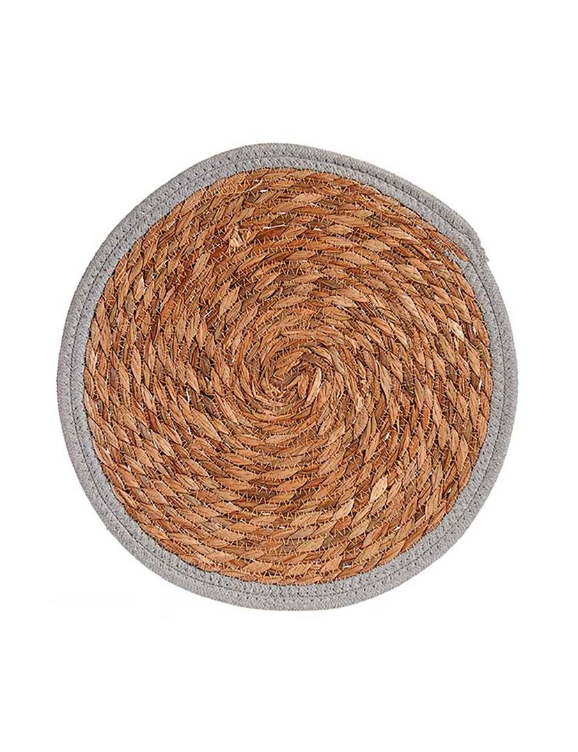 Tapete natural com borda cinza 35 cm coleção Kinvara