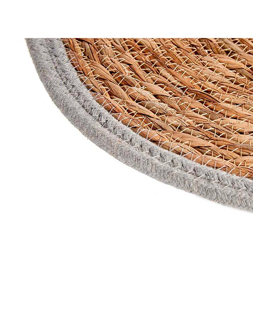 Tapete natural com borda cinza 35 cm coleção Kinvara