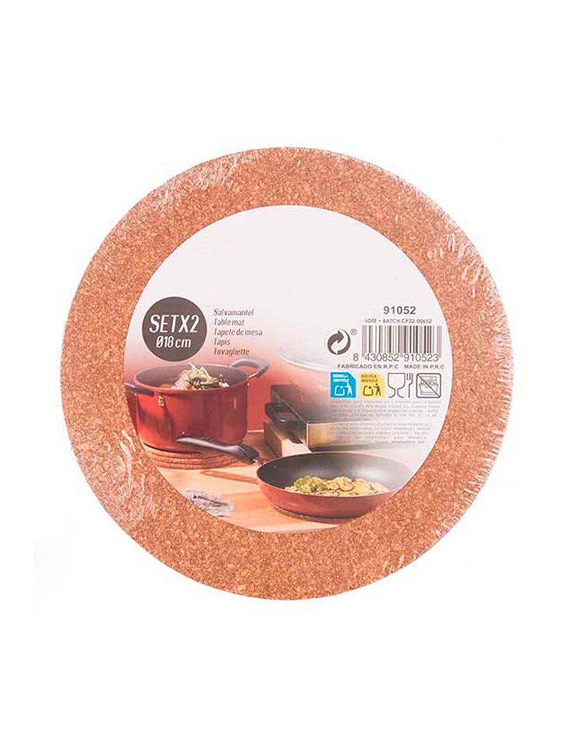 Conjunto de 2 jogos americanos redondos de cortiça 18 cm coleção Kinvara