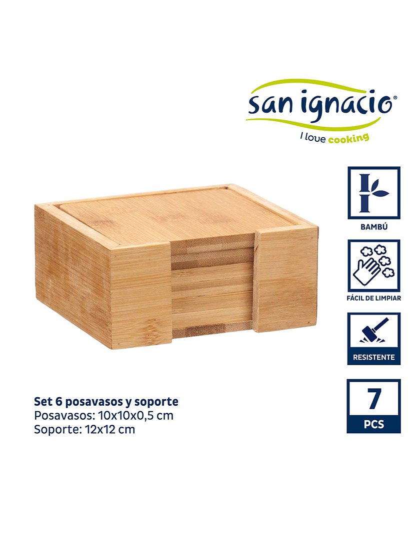 Conjunto de 6 porta-copos quadrados de bambu coleção Kinvara