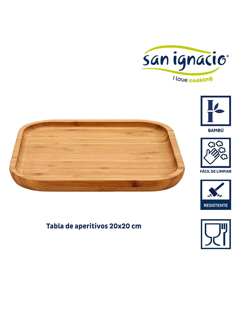 Tábua de aperitivos pequena quadrada de bambu coleção Kinvara