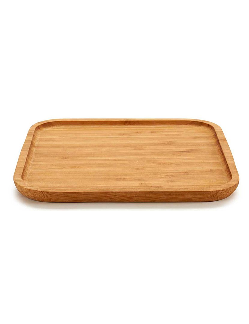 Tábua de aperitivos quadrada média em bambu