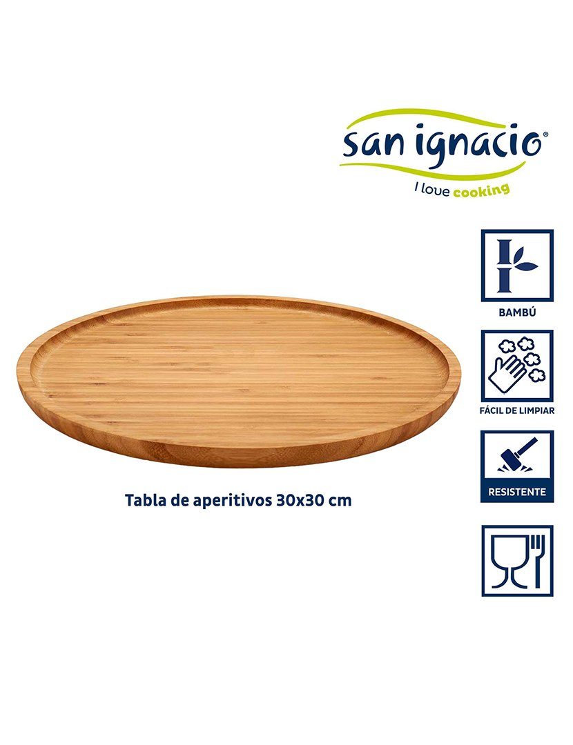 Tábua de aperitivos redonda grande de bambu coleção Kinvara
