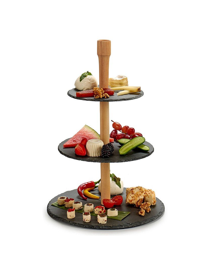 Prateleira redonda de 3 níveis com lousa. Coleção Kinvara