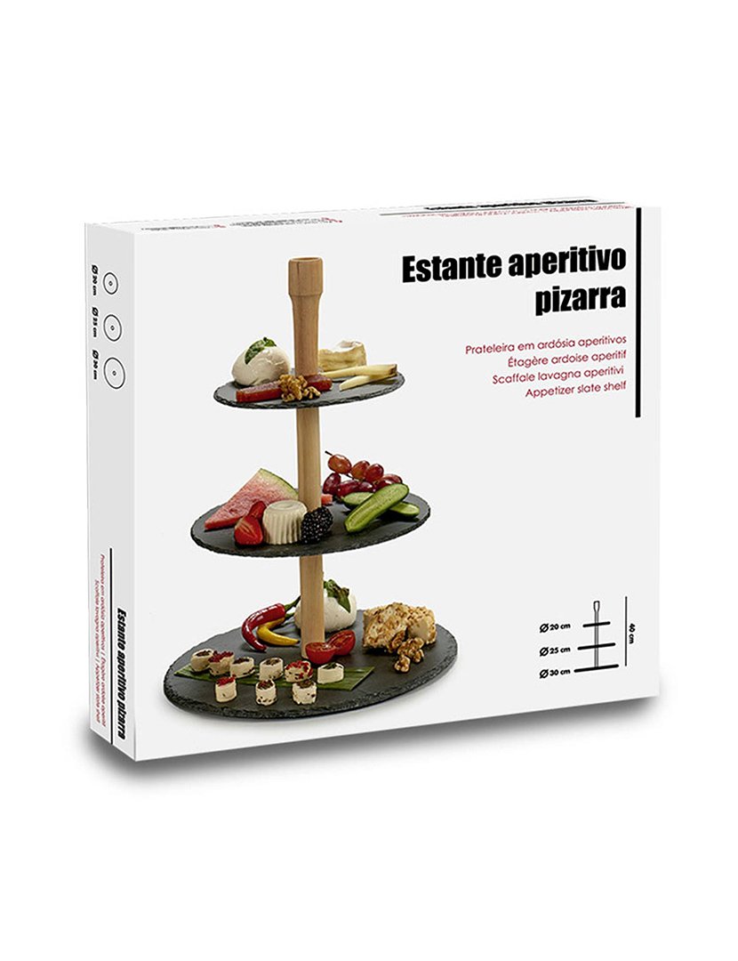Prateleira redonda de 3 níveis com lousa. Coleção Kinvara