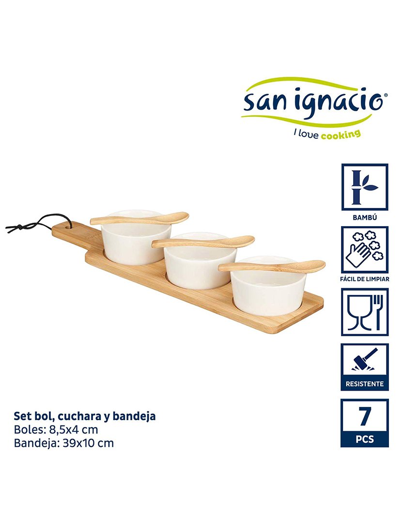 Conjunto de 3 tigelas + colheres + faixa de cerâmica branca coleção Kinvara