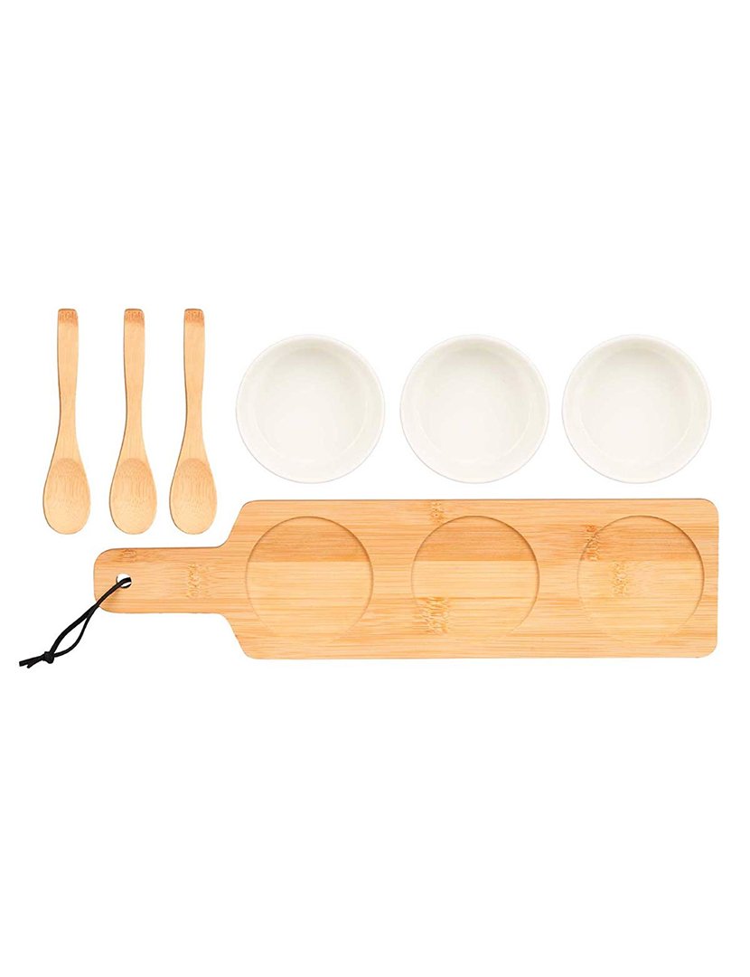 Conjunto de 3 tigelas + colheres + faixa de cerâmica branca coleção Kinvara