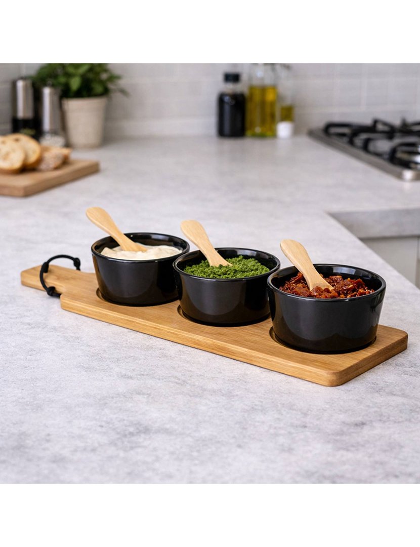 Conjunto de 3 tigelas de cerâmica preta