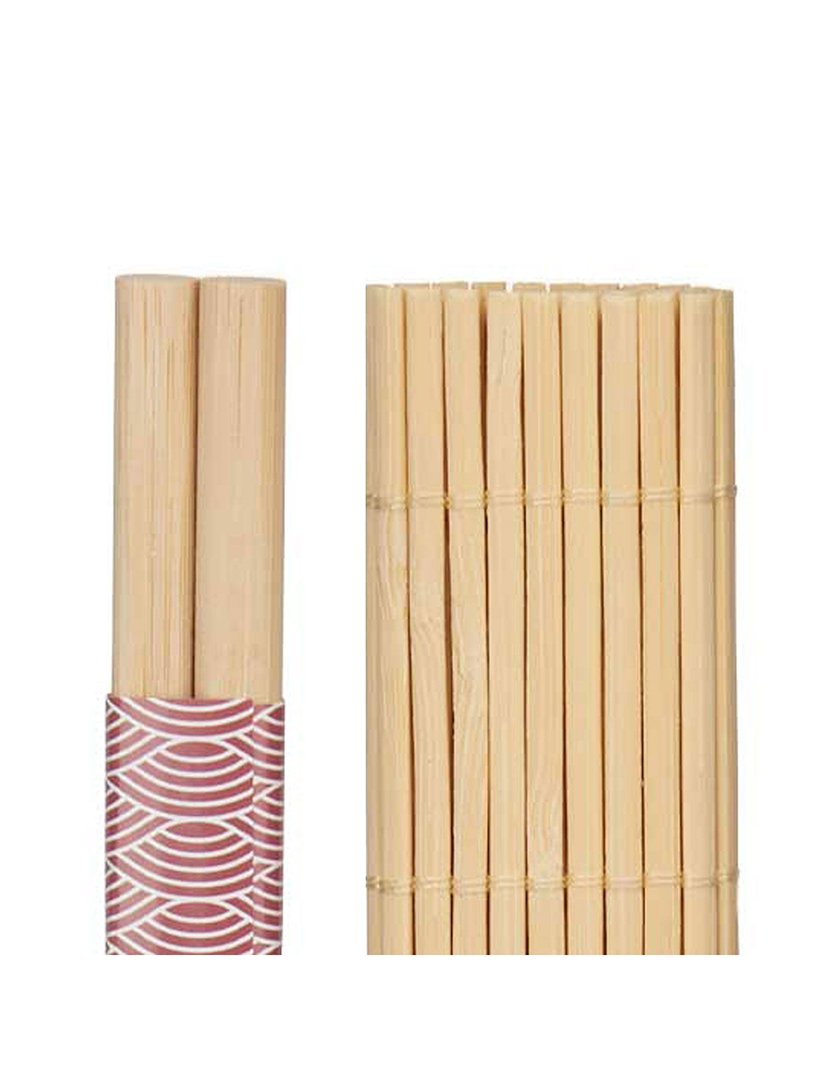 Conjunto sushi 4 pauzinhos + 2 esteiras de bambu