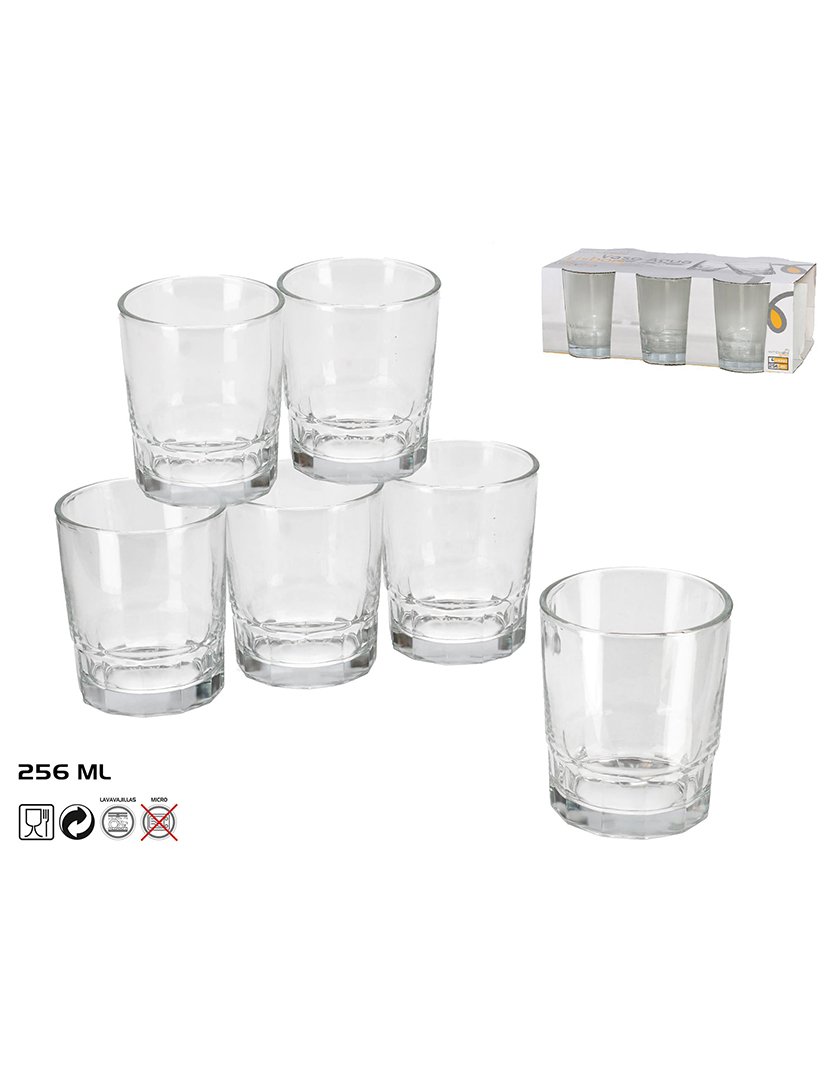 Conjunto de 6 copos de vidro 256ml