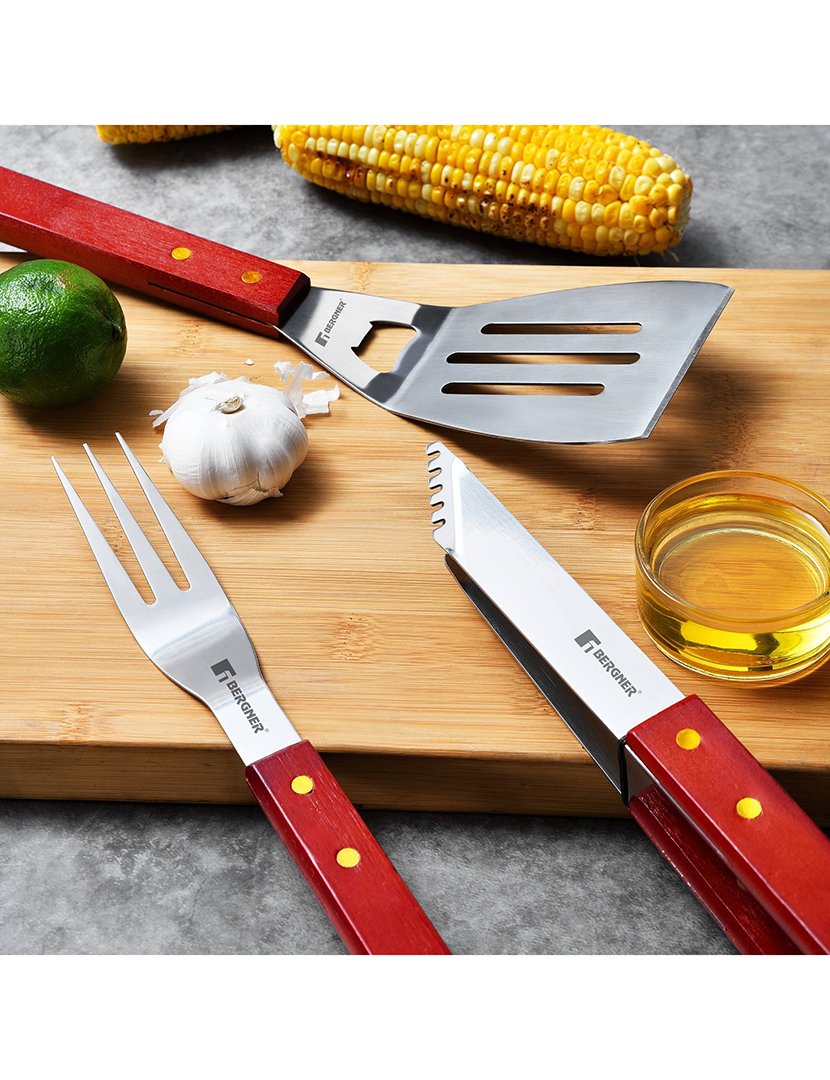 Conjunto de churrasco de aço inoxidável com 7 peças