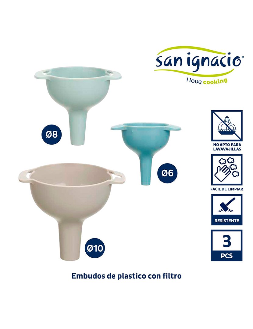 Conjunto de 3 funis de plástico coleção Kinvara