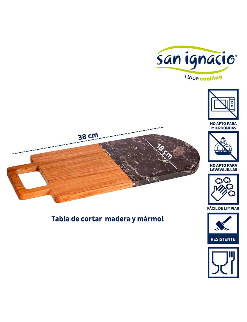 Tábua de cortar em madeira e mármore preto coleção Kinvara