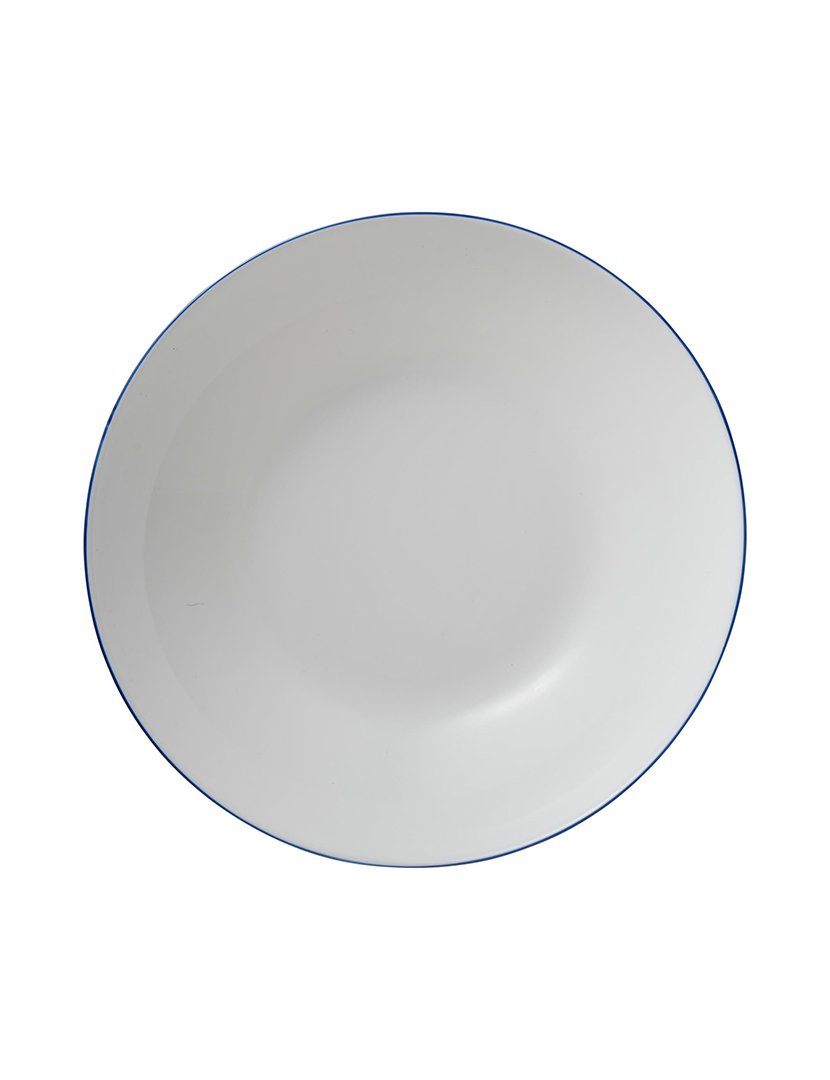 Conjunto de jantar de 12 peças brancas com borda azul