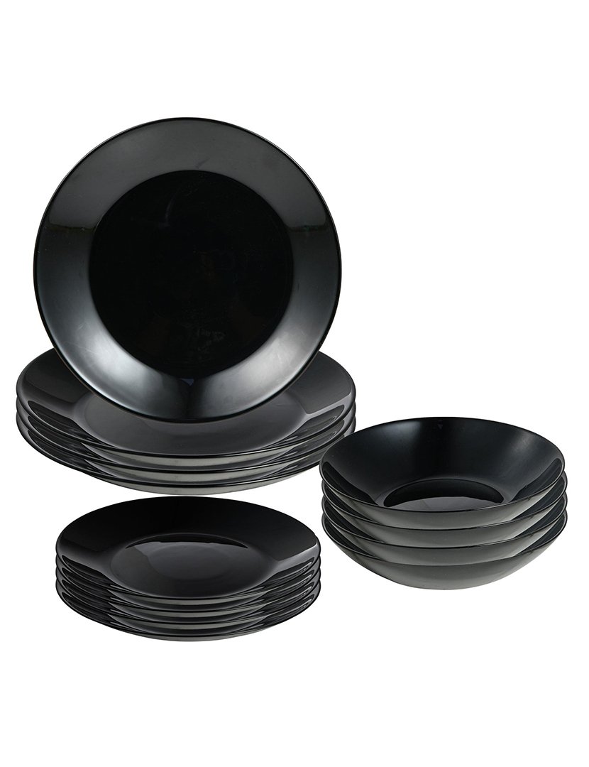 Conjunto de jantar preto de 12 peças
