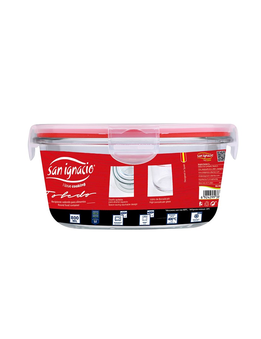 Caixa redonda hermética de vidro Toledo 800 ml