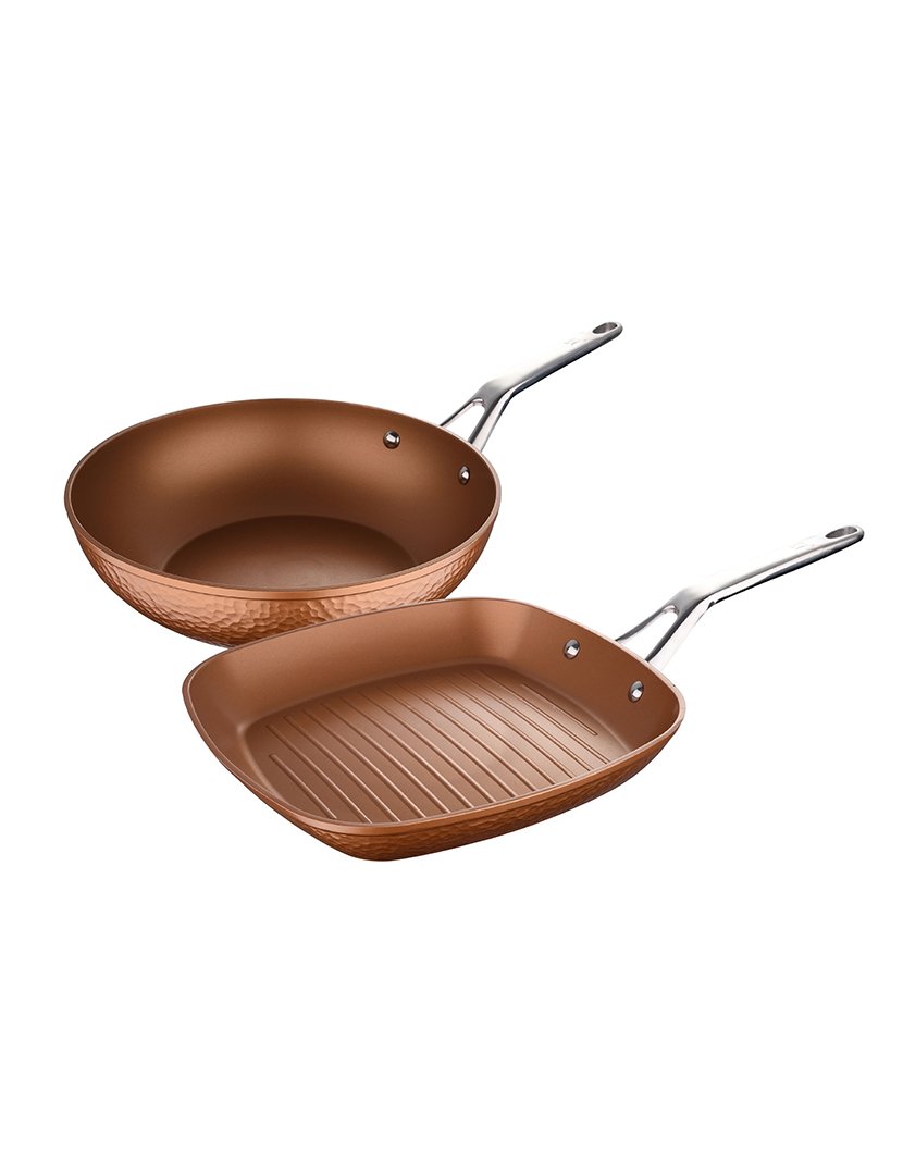 Conjunto de frigideira grill e wok de 28 cm