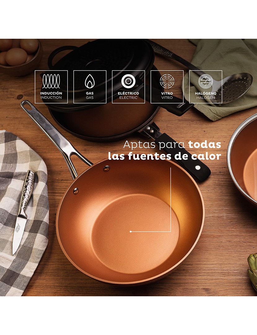 Conjunto de frigideira grill e wok de 28 cm