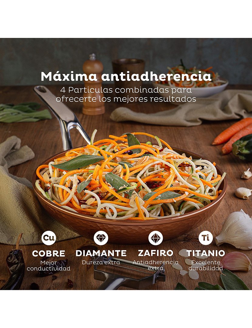 Conjunto de frigideira grill e wok de 28 cm