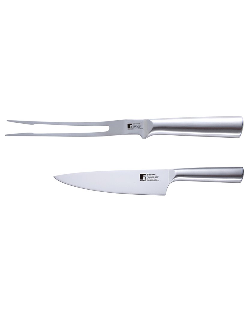Conjunto de faca de chef e garfo para churrasco