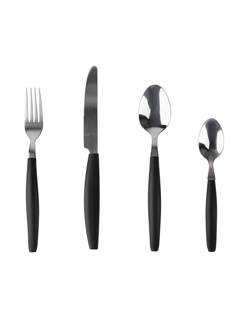 Conjunto de 16 peças de talheres preto