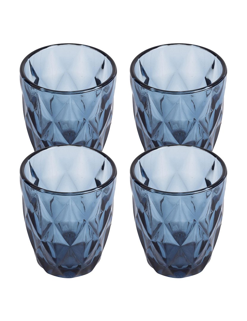 Conjunto de 4 copos de vidro azul 260ml