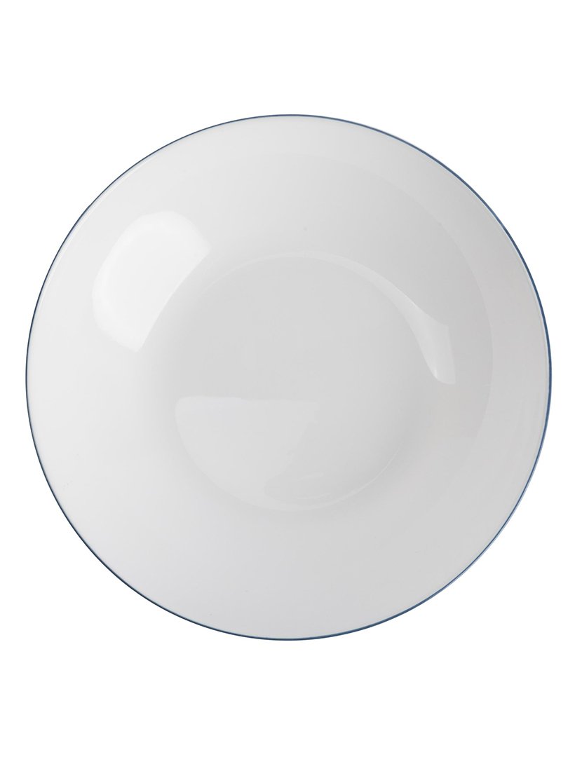 Conjunto de jantar de 24 peças brancas com borda azul