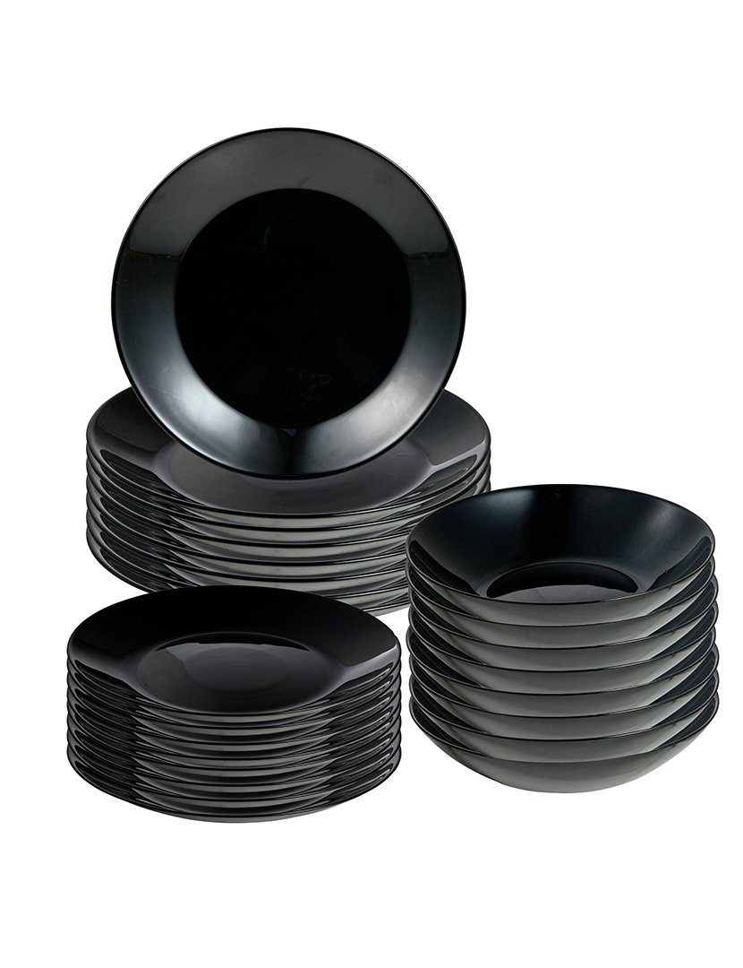 Conjunto de jantar preto com 24 peças