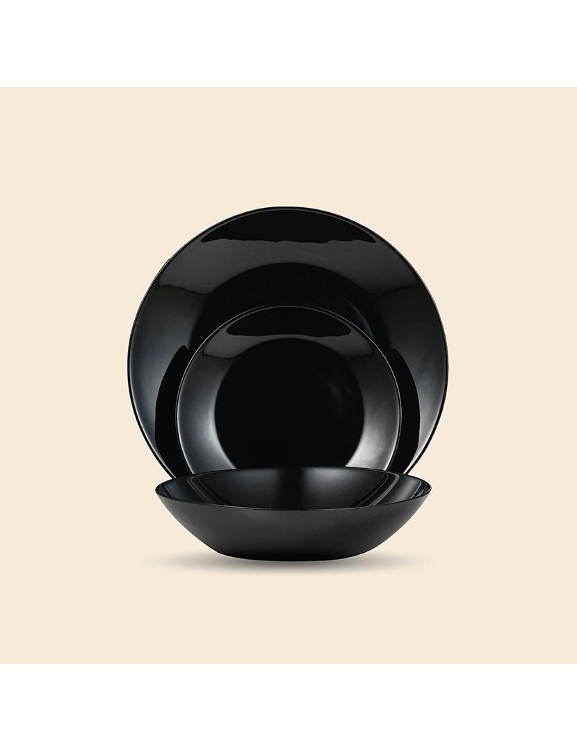 Conjunto de jantar preto com 24 peças